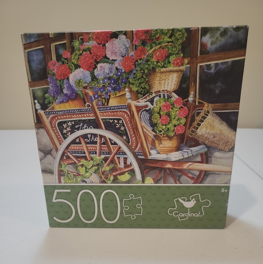 Cardinal Puzzles " Peddlin' Posies" New 500 Pc. For ages 8+.